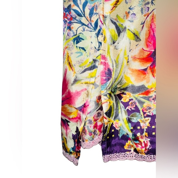JOHNNY WAS FLORAL TOPIARY RUMI BOHEMIAN SILK DRESS - Picture 12 of 16
